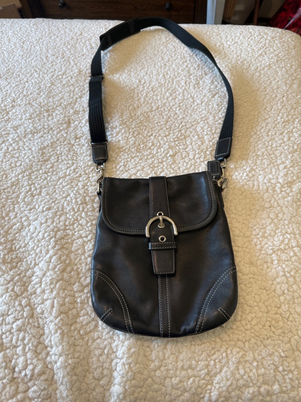 Coach Classic Black Leather  Crossbody Shoulder Bag